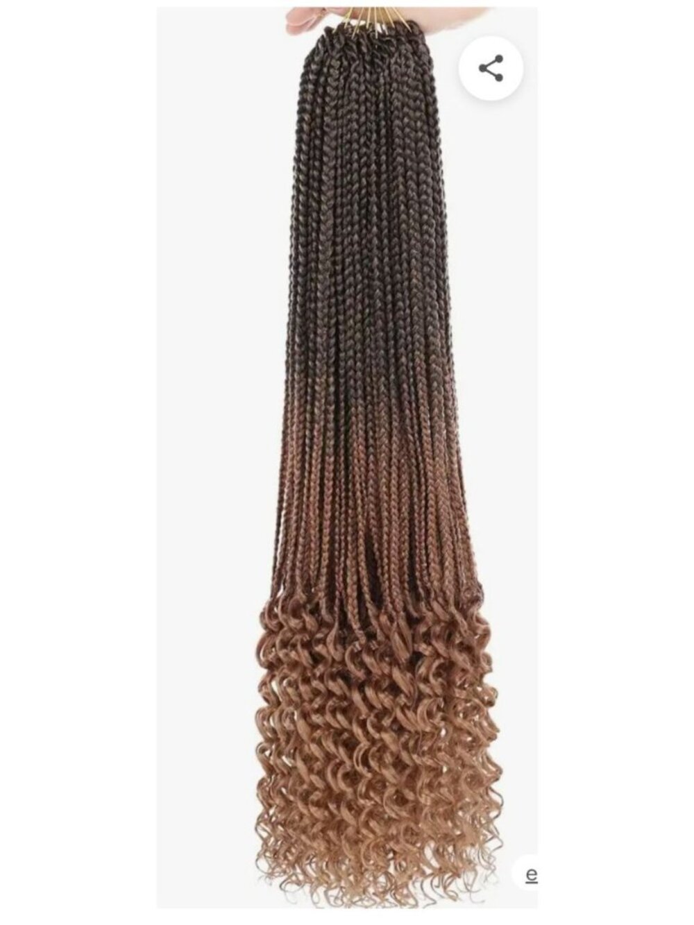 30 In. Goddess Box Braids Crochet Hair Curly Ends 8 Packs Pre-Looped Ombre Brown